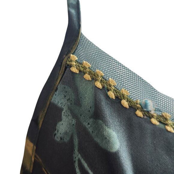 VTG Secret Treasures Sheer Baby Doll Chemise-Deep Teal-Floral Details-Coquette-L - Picture 7 of 12